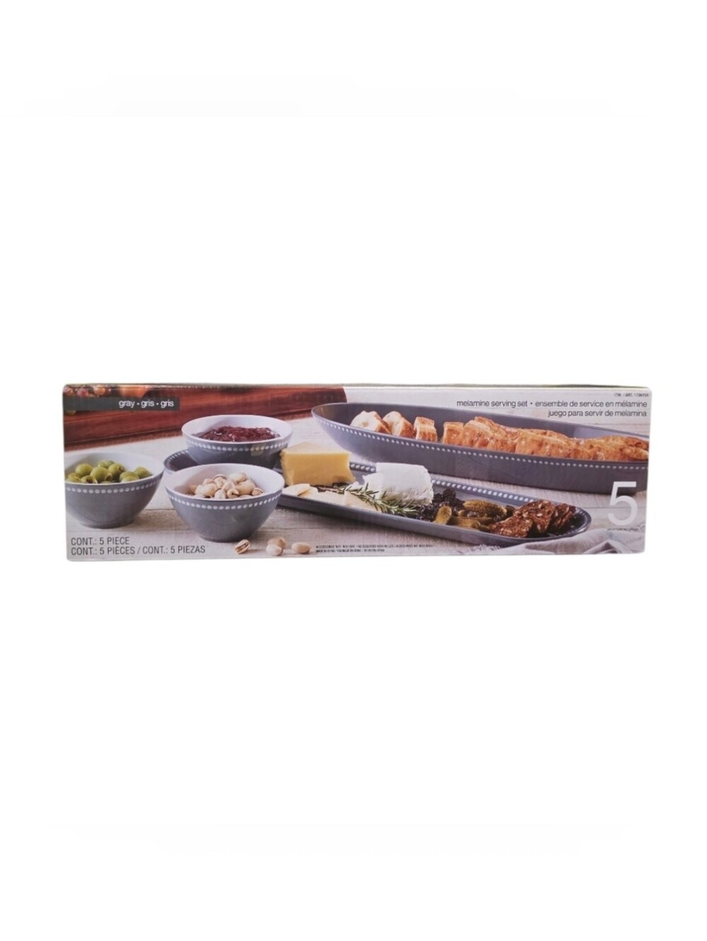 Pandex Melamine 5 Piece Gray Serving Appetizer Set NIB